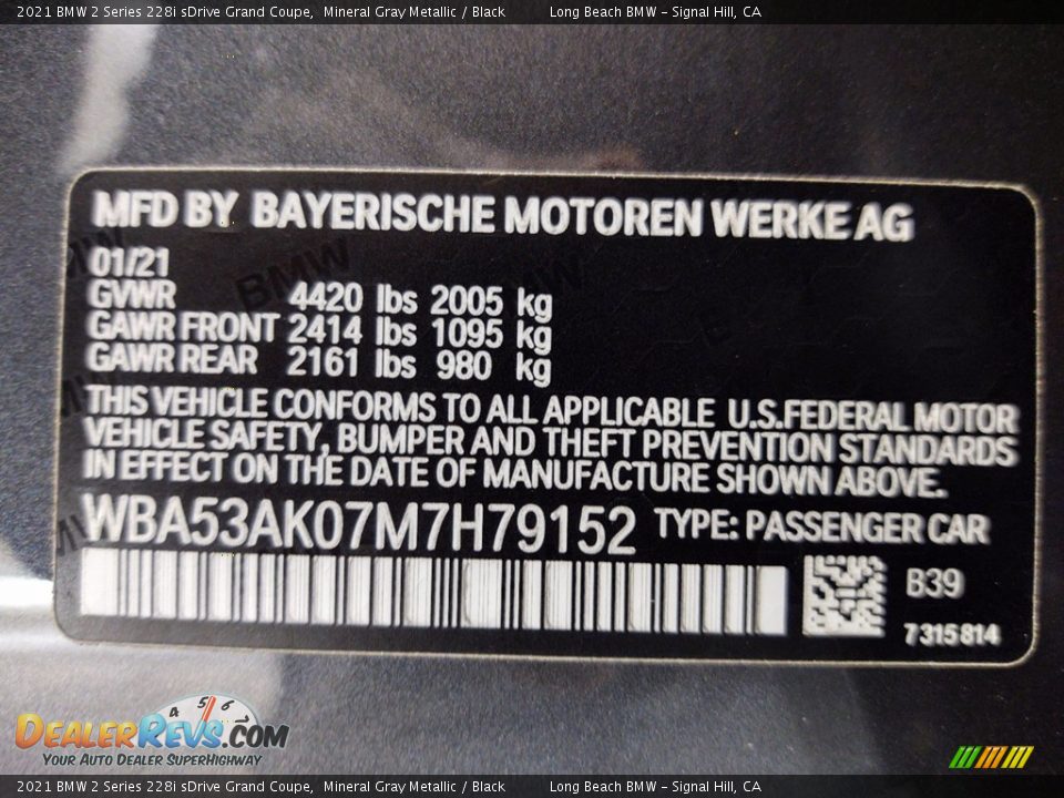 2021 BMW 2 Series 228i sDrive Grand Coupe Mineral Gray Metallic / Black Photo #23