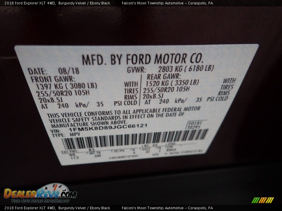 2018 Ford Explorer XLT 4WD Burgundy Velvet / Ebony Black Photo #23