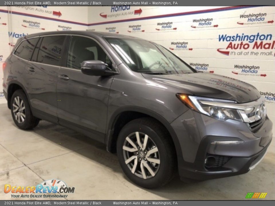 2021 Honda Pilot Elite AWD Modern Steel Metallic / Black Photo #2