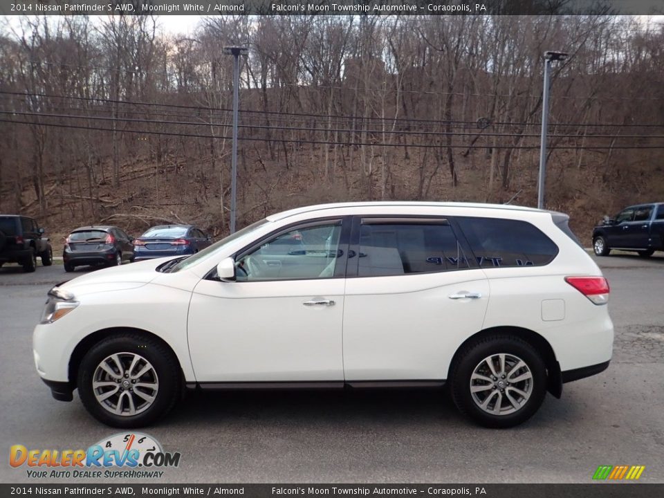 2014 Nissan Pathfinder S AWD Moonlight White / Almond Photo #6