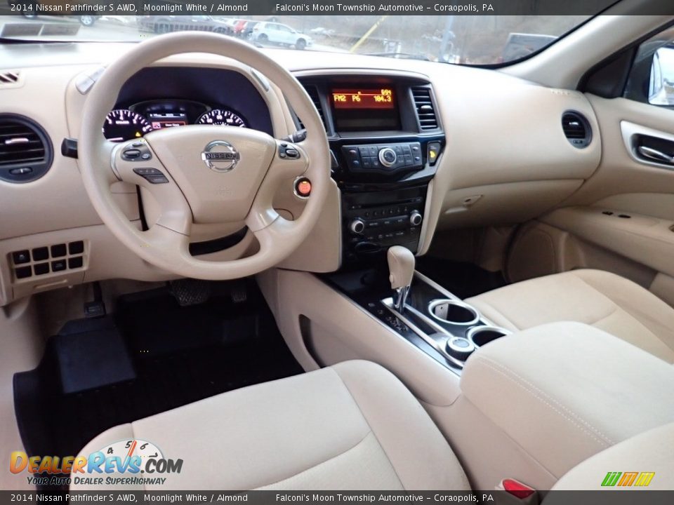 2014 Nissan Pathfinder S AWD Moonlight White / Almond Photo #19