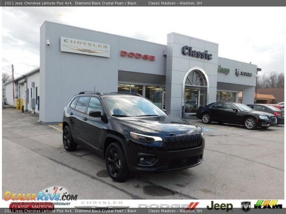 2021 Jeep Cherokee Latitude Plus 4x4 Diamond Black Crystal Pearl / Black Photo #1