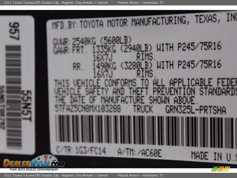 2021 Toyota Tacoma SR5 Double Cab Magnetic Gray Metallic / Cement Photo #23