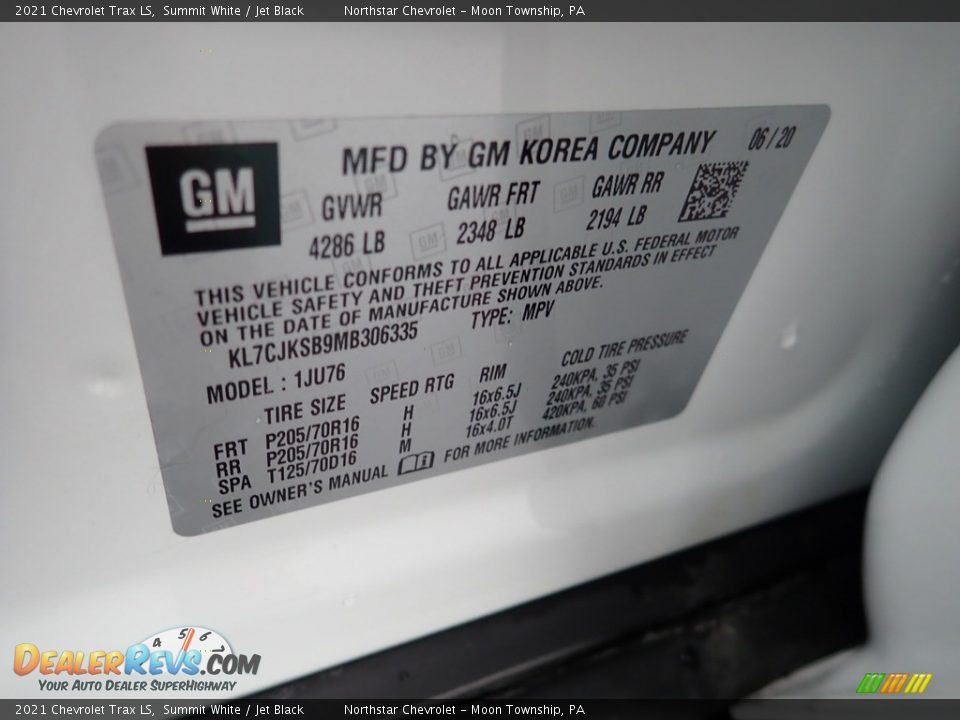 2021 Chevrolet Trax LS Summit White / Jet Black Photo #18