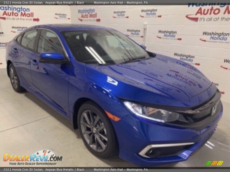 2021 Honda Civic EX Sedan Aegean Blue Metallic / Black Photo #3