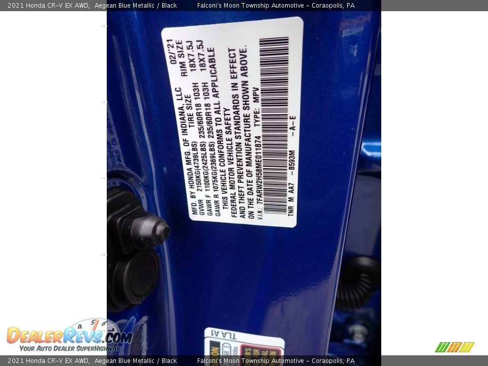 2021 Honda CR-V EX AWD Aegean Blue Metallic / Black Photo #12