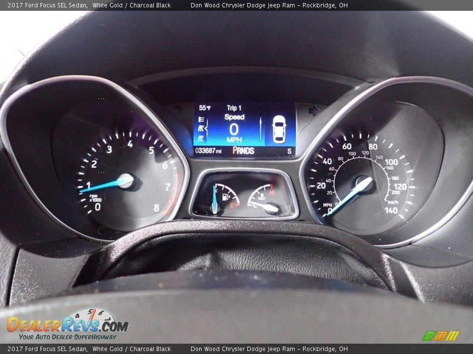 2017 Ford Focus SEL Sedan White Gold / Charcoal Black Photo #35