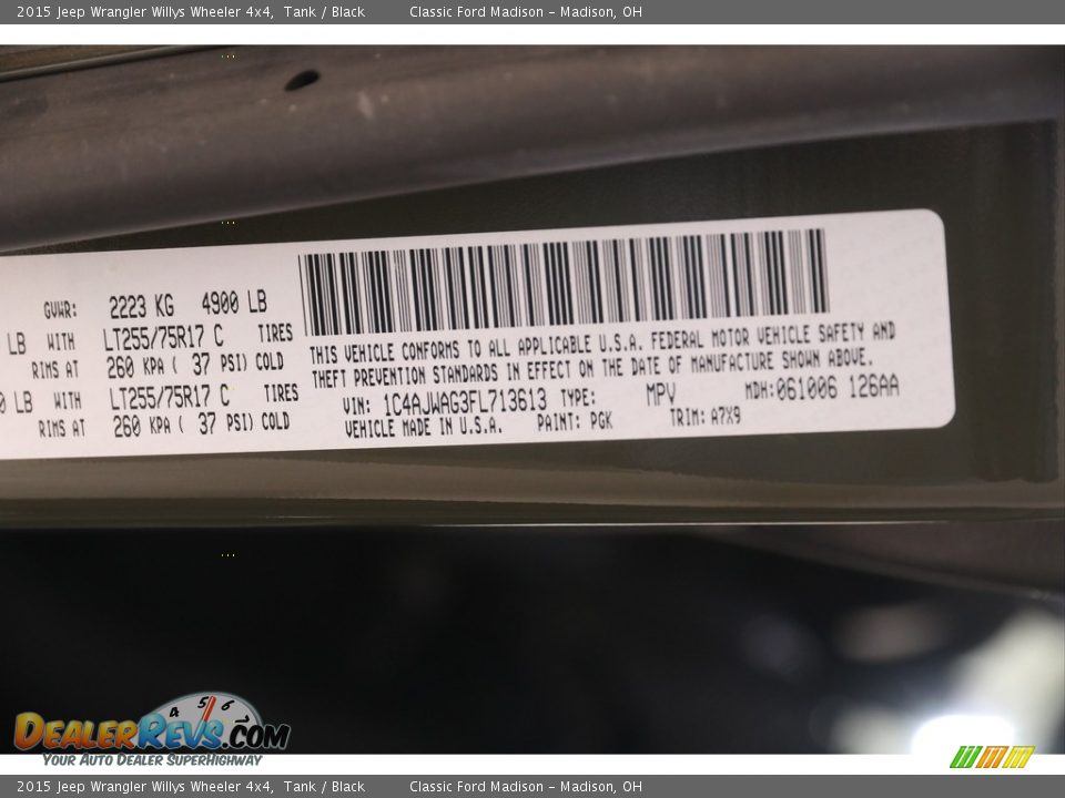 2015 Jeep Wrangler Willys Wheeler 4x4 Tank / Black Photo #19