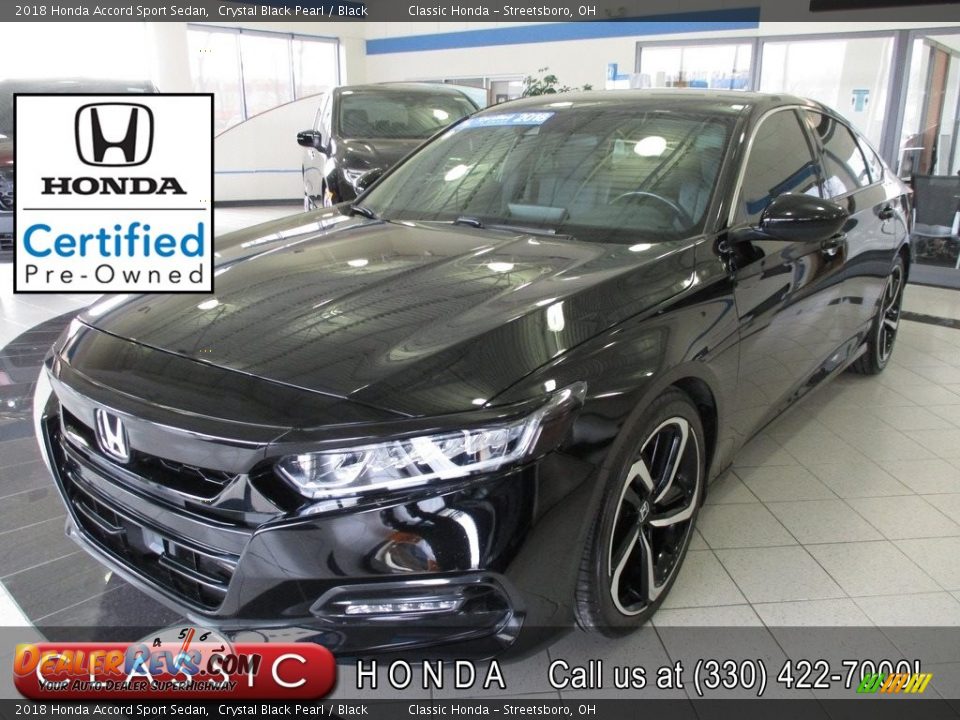 2018 Honda Accord Sport Sedan Crystal Black Pearl / Black Photo #1