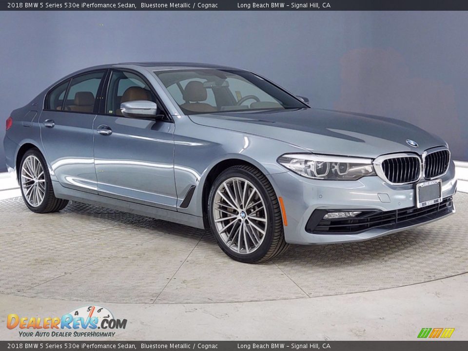 2018 BMW 5 Series 530e iPerfomance Sedan Bluestone Metallic / Cognac Photo #1