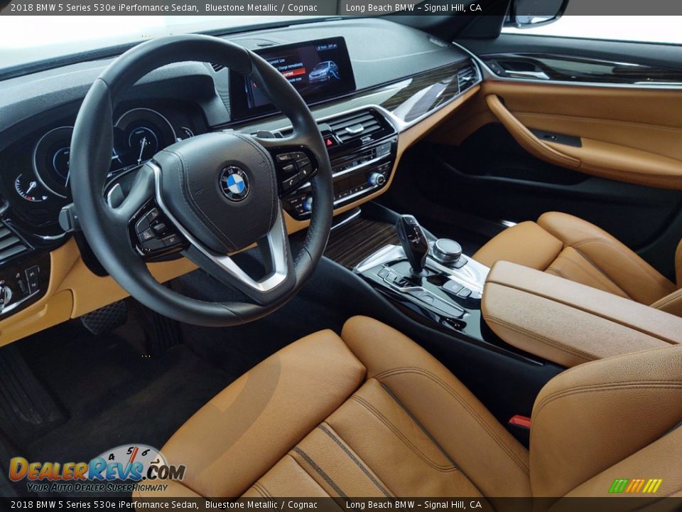2018 BMW 5 Series 530e iPerfomance Sedan Bluestone Metallic / Cognac Photo #16