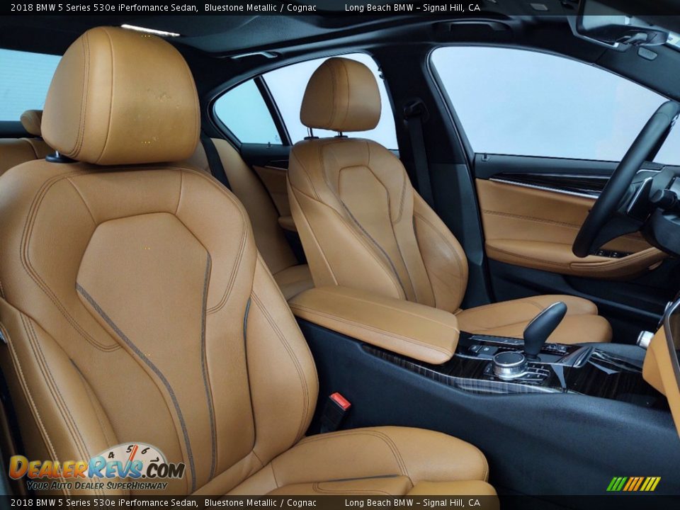 2018 BMW 5 Series 530e iPerfomance Sedan Bluestone Metallic / Cognac Photo #33