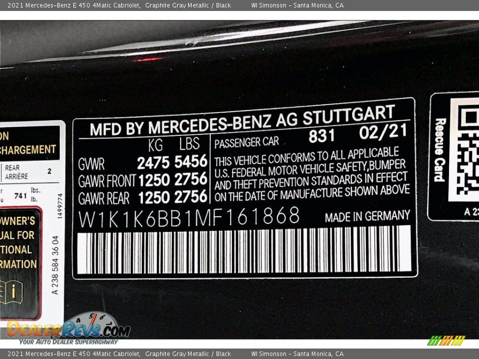 2021 Mercedes-Benz E 450 4Matic Cabriolet Graphite Gray Metallic / Black Photo #10