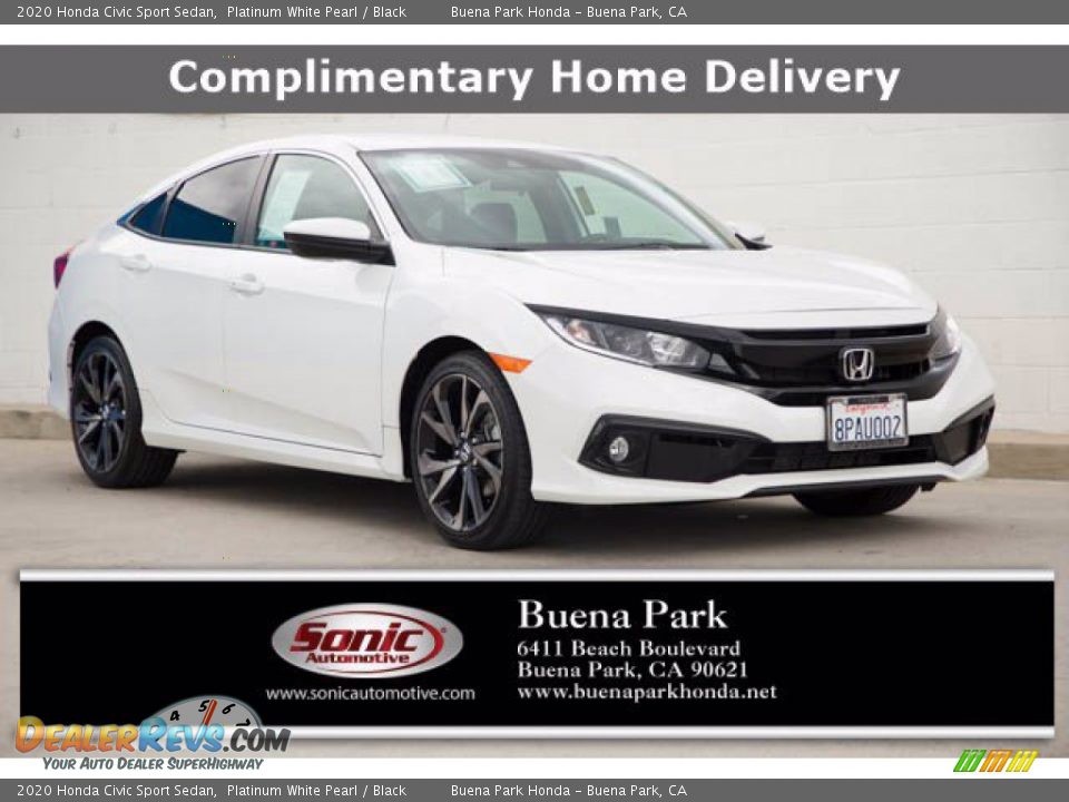 2020 Honda Civic Sport Sedan Platinum White Pearl / Black Photo #1