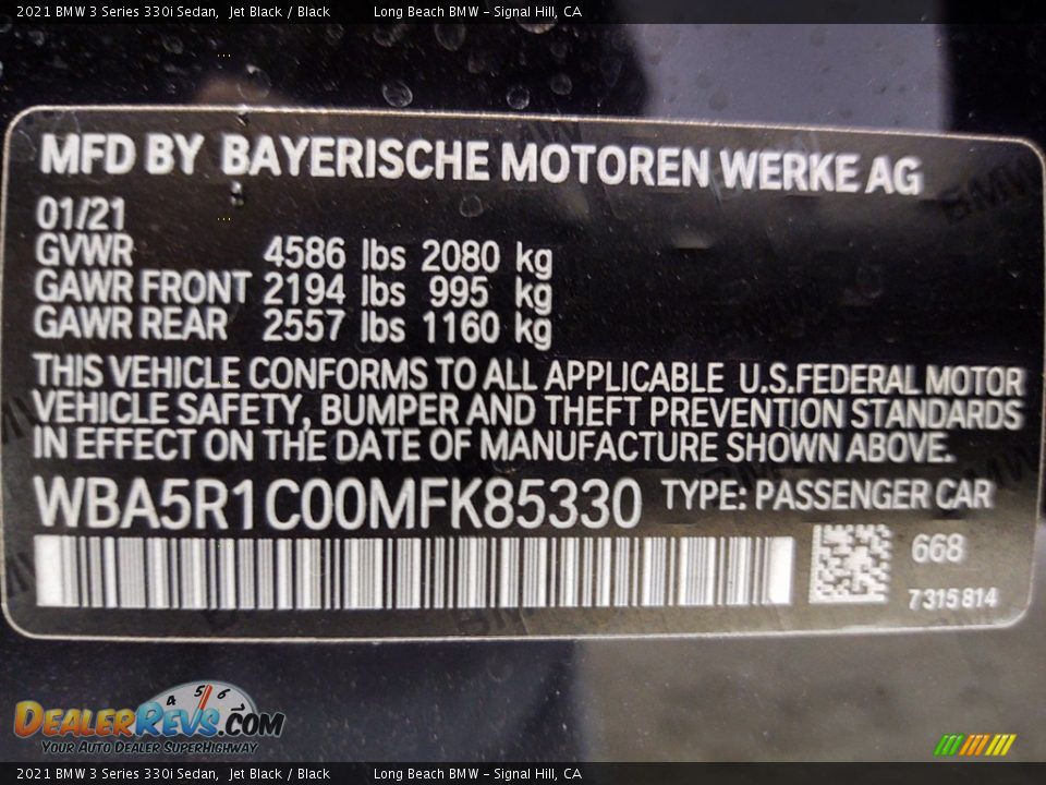 2021 BMW 3 Series 330i Sedan Jet Black / Black Photo #23
