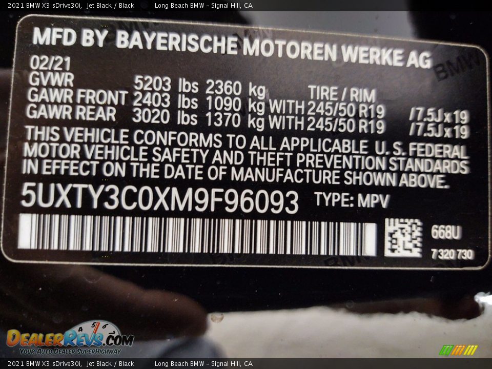 2021 BMW X3 sDrive30i Jet Black / Black Photo #26