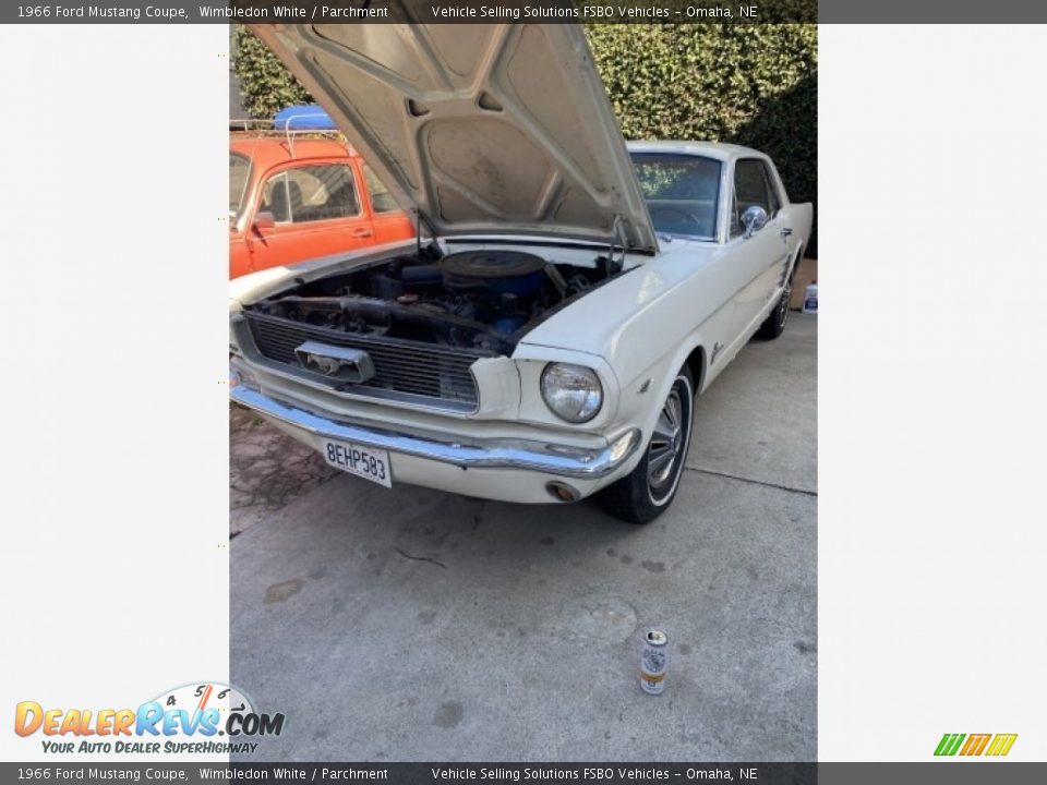 1966 Ford Mustang Coupe Wimbledon White / Parchment Photo #7