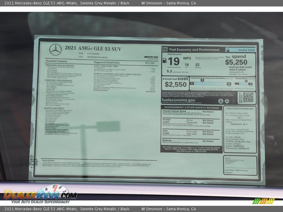 2021 Mercedes-Benz GLE 53 AMG 4Matic Window Sticker Photo #8