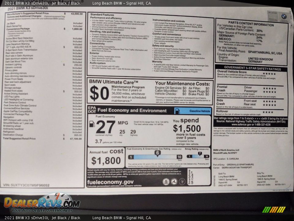 2021 BMW X3 sDrive30i Jet Black / Black Photo #25
