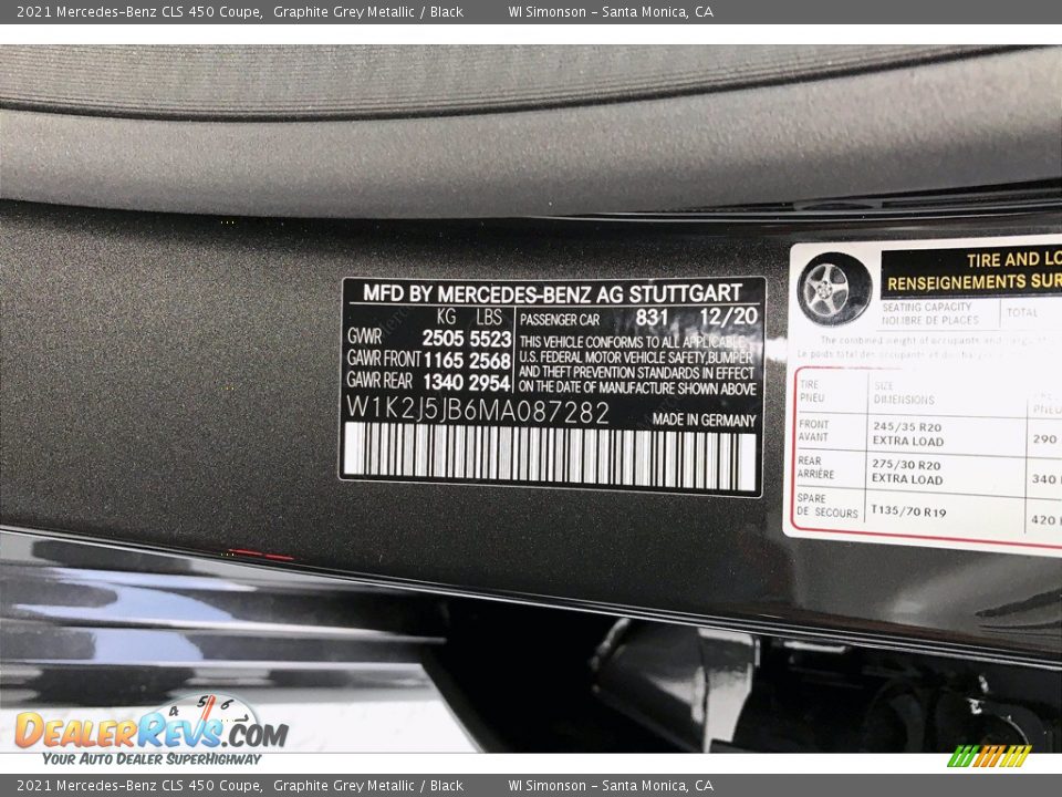 2021 Mercedes-Benz CLS 450 Coupe Graphite Grey Metallic / Black Photo #12