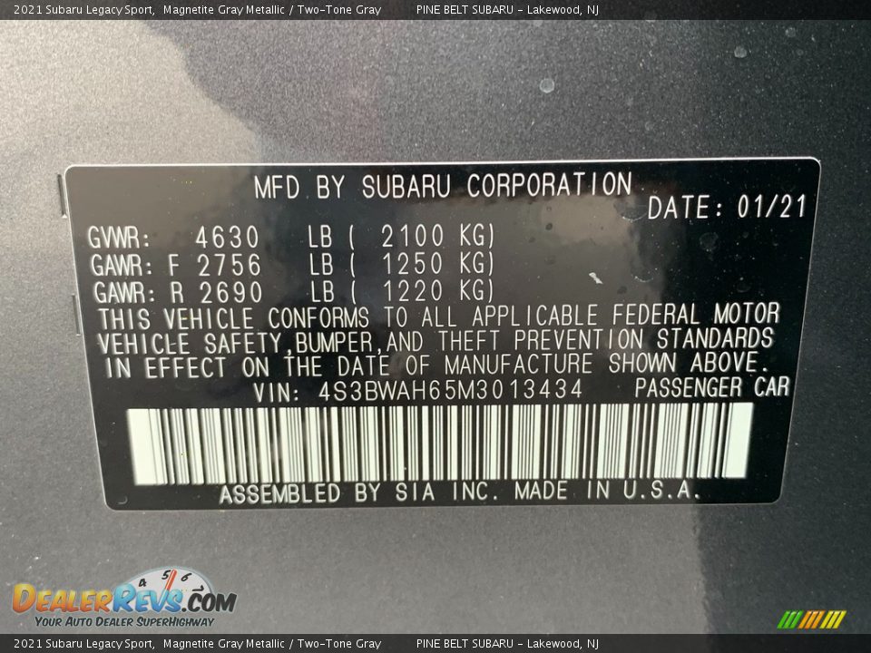 2021 Subaru Legacy Sport Magnetite Gray Metallic / Two-Tone Gray Photo #14