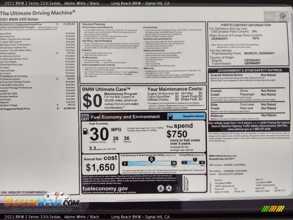 2021 BMW 3 Series 330i Sedan Alpine White / Black Photo #25