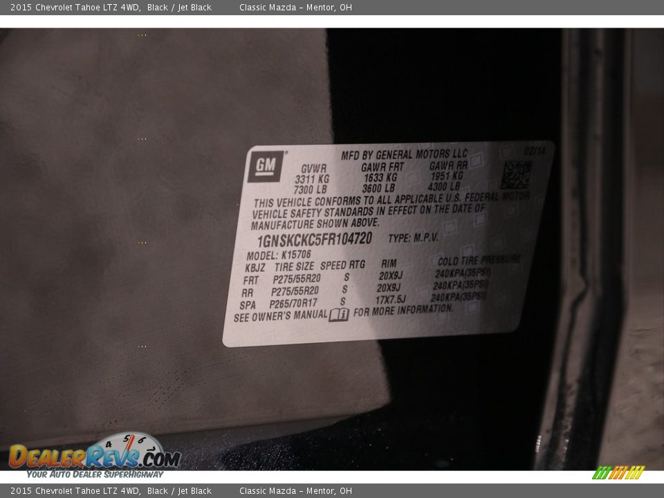 2015 Chevrolet Tahoe LTZ 4WD Black / Jet Black Photo #27