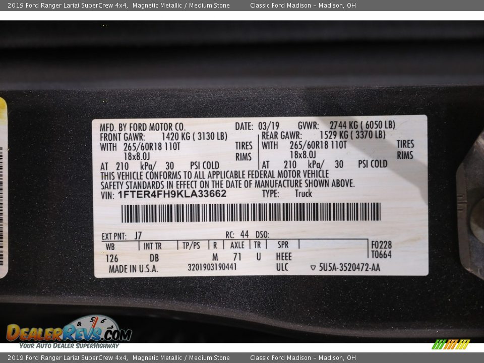 2019 Ford Ranger Lariat SuperCrew 4x4 Magnetic Metallic / Medium Stone Photo #24