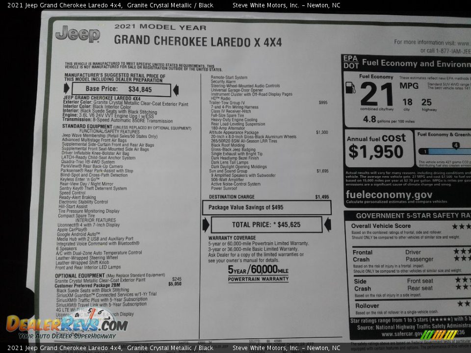 2021 Jeep Grand Cherokee Laredo 4x4 Granite Crystal Metallic / Black Photo #31