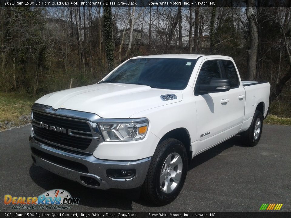 2021 Ram 1500 Big Horn Quad Cab 4x4 Bright White / Diesel Gray/Black Photo #2