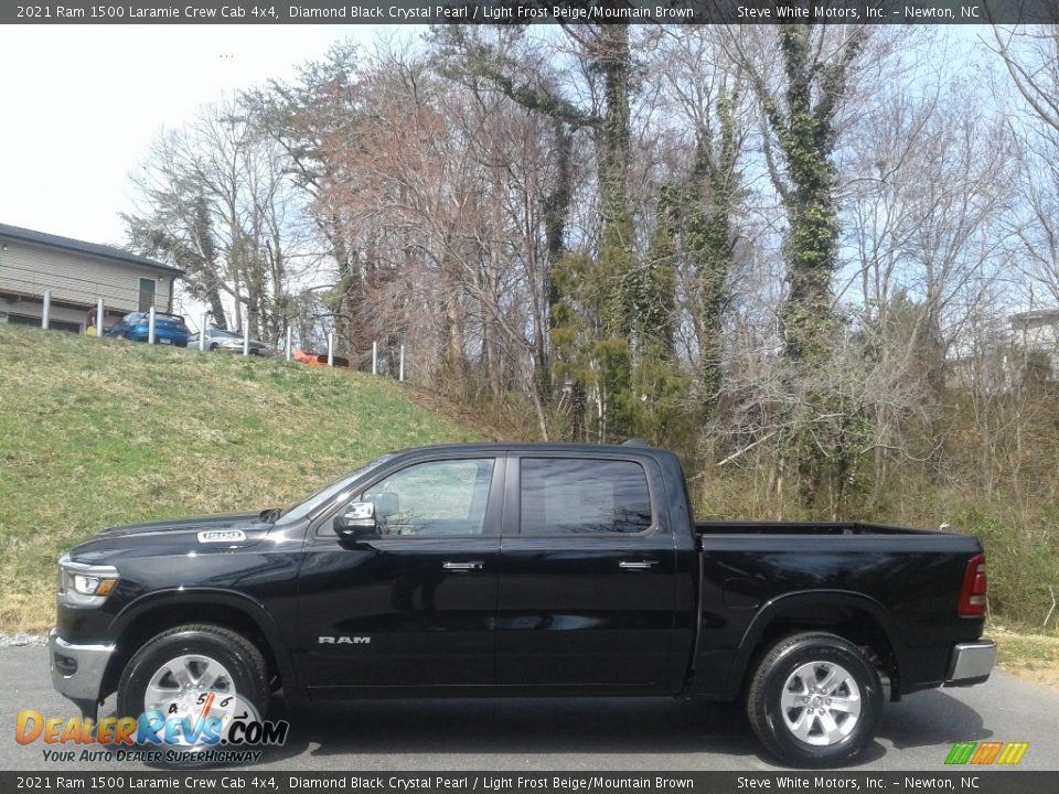 2021 Ram 1500 Laramie Crew Cab 4x4 Diamond Black Crystal Pearl / Light Frost Beige/Mountain Brown Photo #1