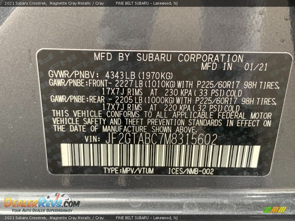 2021 Subaru Crosstrek Magnetite Gray Metallic / Gray Photo #14
