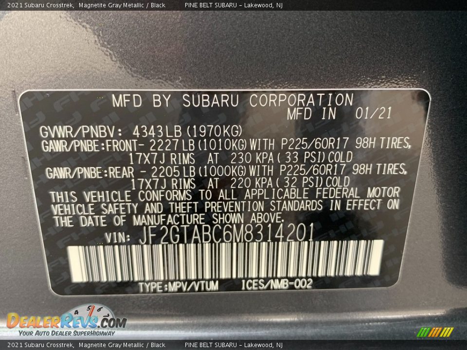 2021 Subaru Crosstrek Magnetite Gray Metallic / Black Photo #14