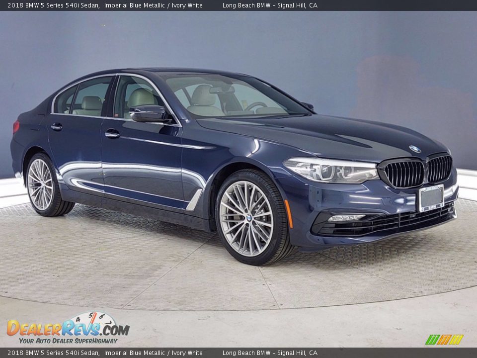 2018 BMW 5 Series 540i Sedan Imperial Blue Metallic / Ivory White Photo #1