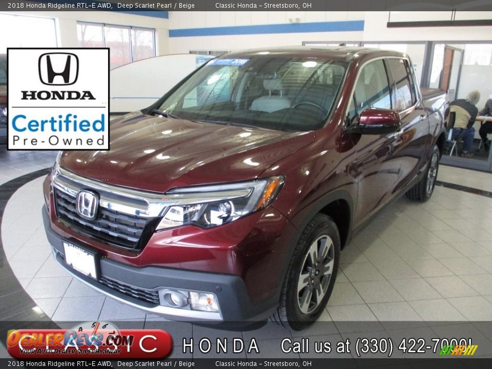 2018 Honda Ridgeline RTL-E AWD Deep Scarlet Pearl / Beige Photo #1
