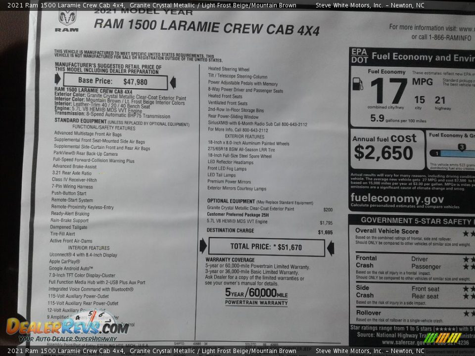 2021 Ram 1500 Laramie Crew Cab 4x4 Granite Crystal Metallic / Light Frost Beige/Mountain Brown Photo #27