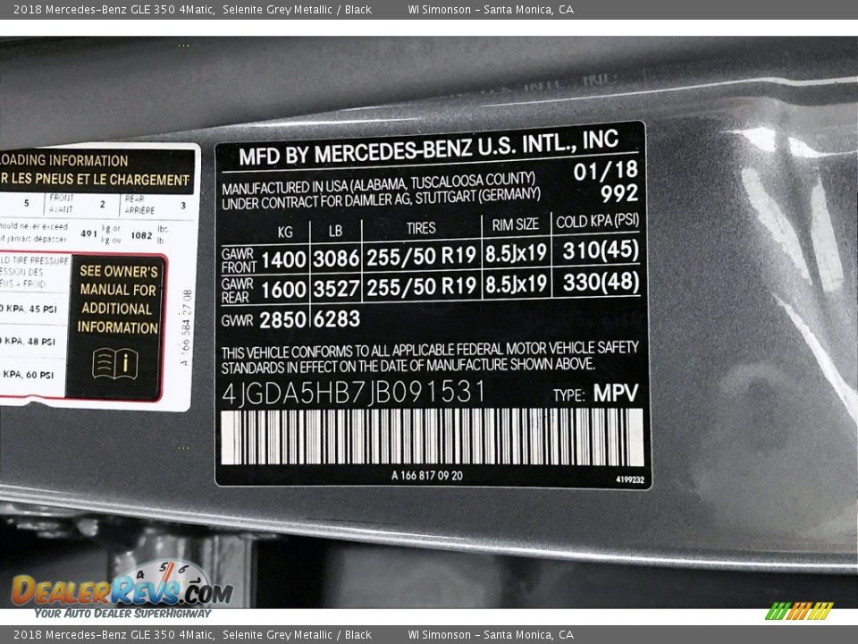 2018 Mercedes-Benz GLE 350 4Matic Selenite Grey Metallic / Black Photo #33