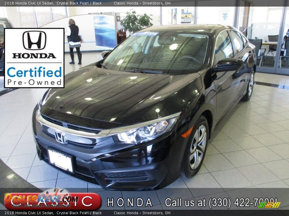 2018 Honda Civic LX Sedan Crystal Black Pearl / Black Photo #1