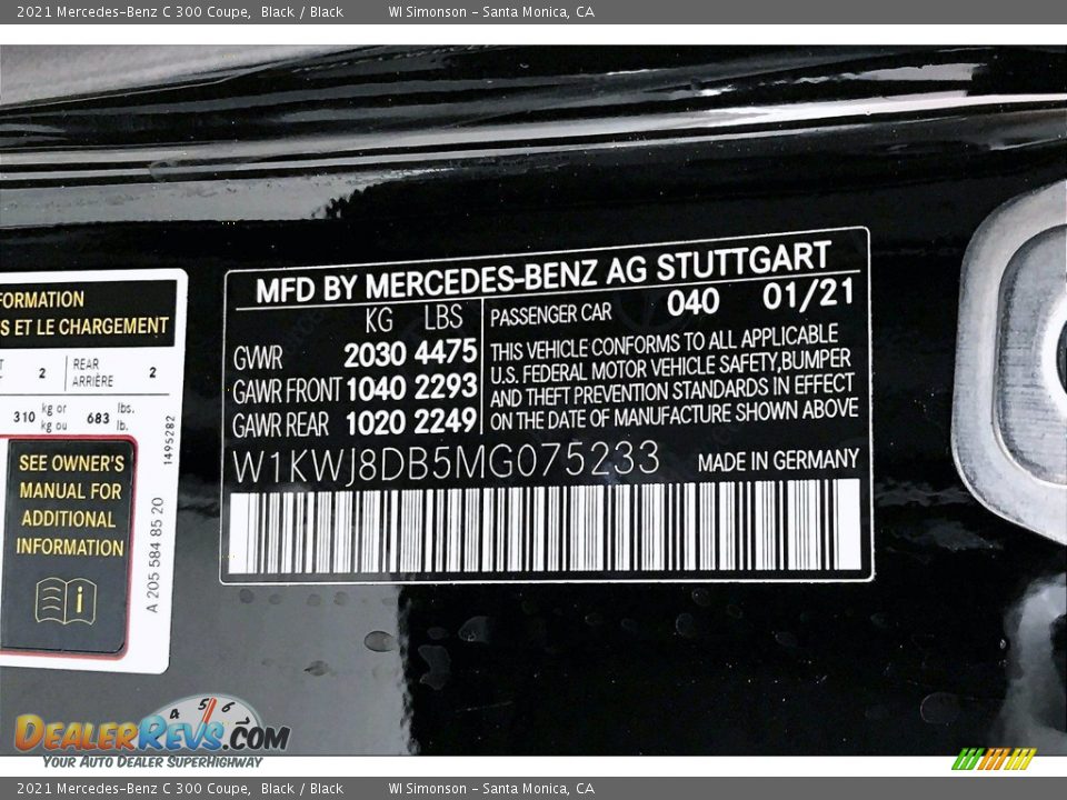 2021 Mercedes-Benz C 300 Coupe Black / Black Photo #10