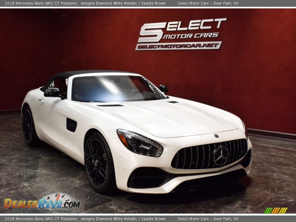 2018 Mercedes-Benz AMG GT Roadster designo Diamond White Metallic / Saddle Brown Photo #3