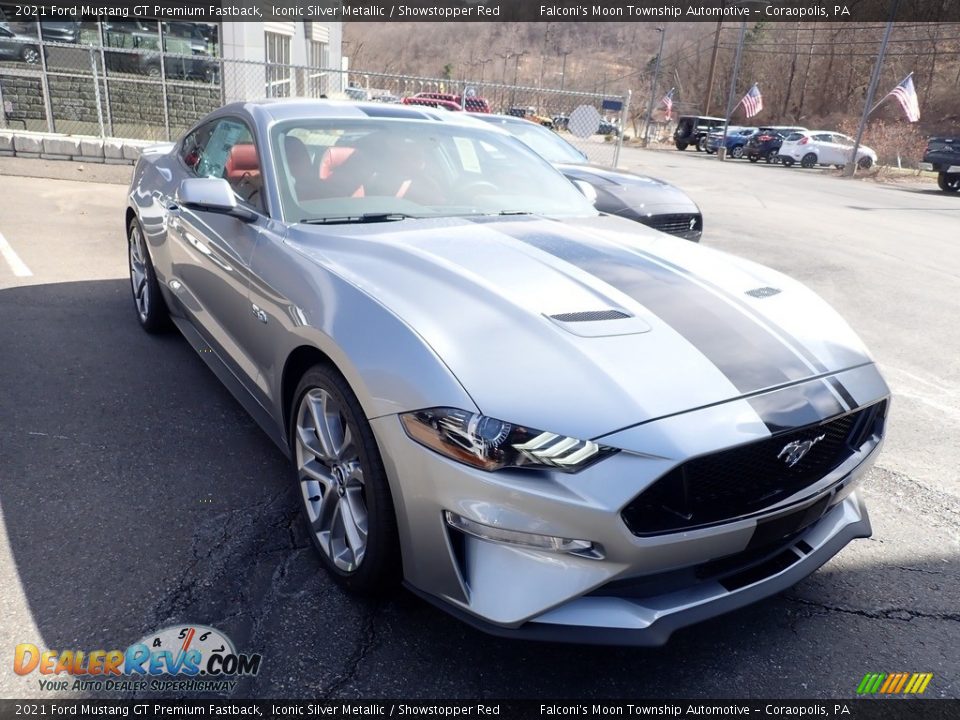 2021 Ford Mustang GT Premium Fastback Iconic Silver Metallic / Showstopper Red Photo #3