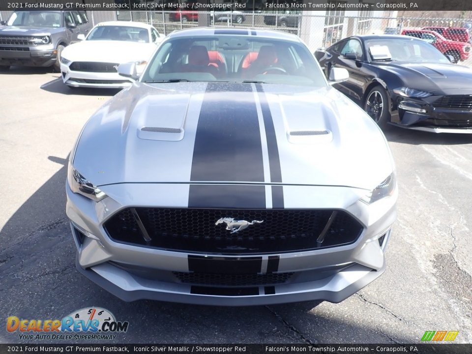 2021 Ford Mustang GT Premium Fastback Iconic Silver Metallic / Showstopper Red Photo #4