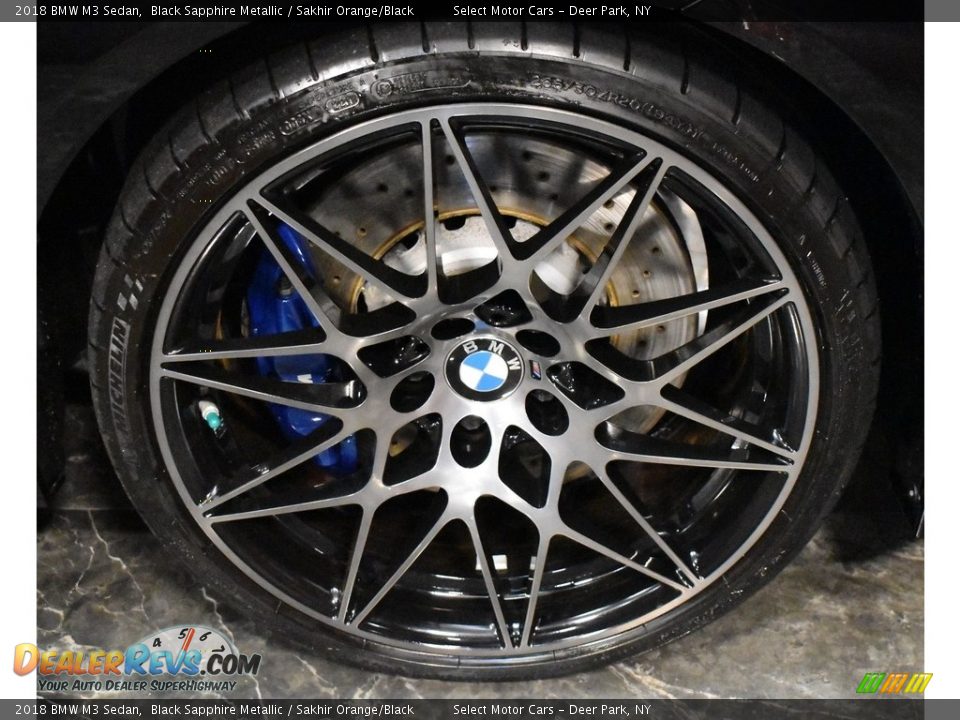 2018 BMW M3 Sedan Black Sapphire Metallic / Sakhir Orange/Black Photo #7