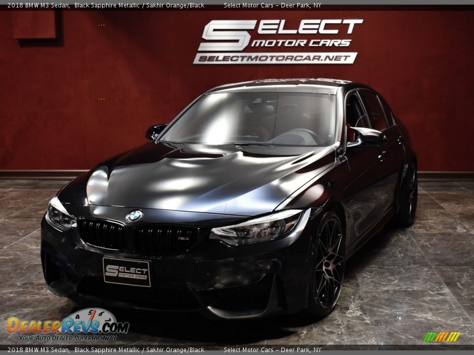 2018 BMW M3 Sedan Black Sapphire Metallic / Sakhir Orange/Black Photo #9