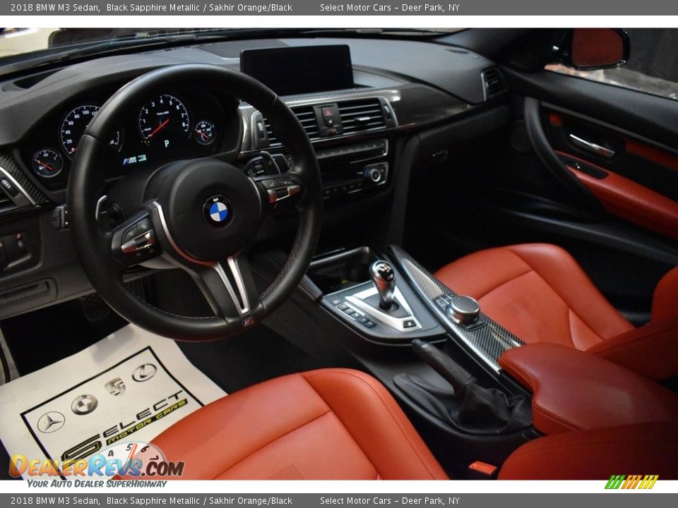 2018 BMW M3 Sedan Black Sapphire Metallic / Sakhir Orange/Black Photo #13