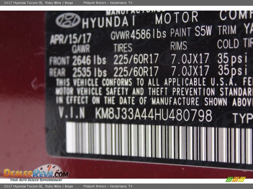 2017 Hyundai Tucson SE Ruby Wine / Beige Photo #28