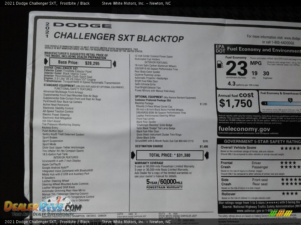 2021 Dodge Challenger SXT Frostbite / Black Photo #25