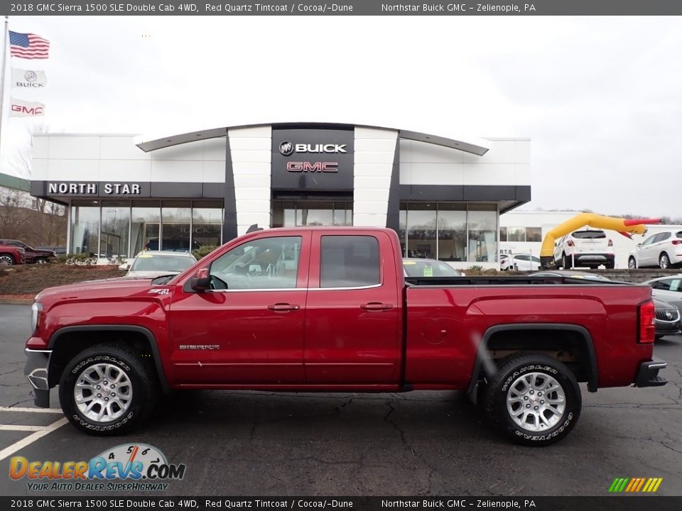 2018 GMC Sierra 1500 SLE Double Cab 4WD Red Quartz Tintcoat / Cocoa/­Dune Photo #1