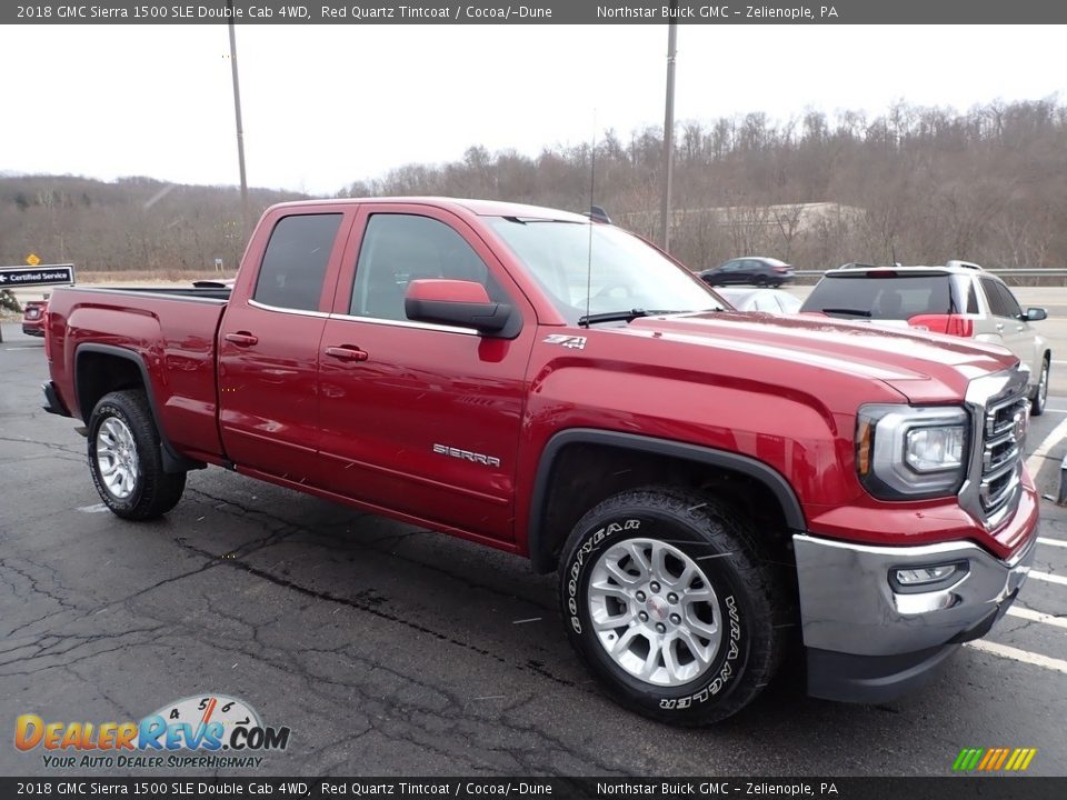 2018 GMC Sierra 1500 SLE Double Cab 4WD Red Quartz Tintcoat / Cocoa/­Dune Photo #4