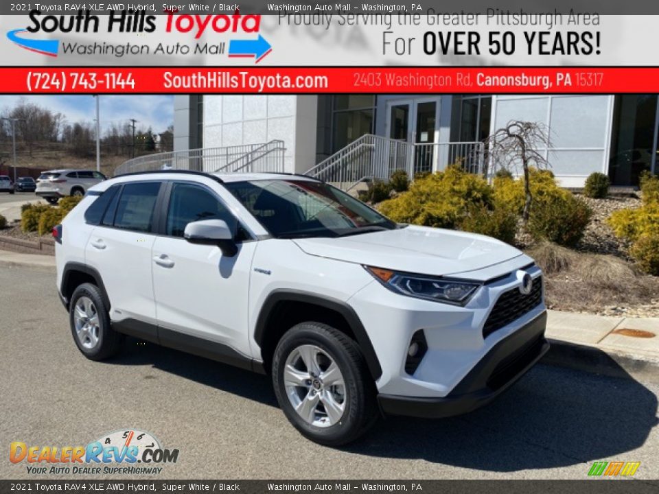 2021 Toyota RAV4 XLE AWD Hybrid Super White / Black Photo #1